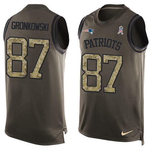 Nike Patriots #87 Rob Gronkowski Green Men's Stitched NFL Limited Salute To Service Tank Top Jersey